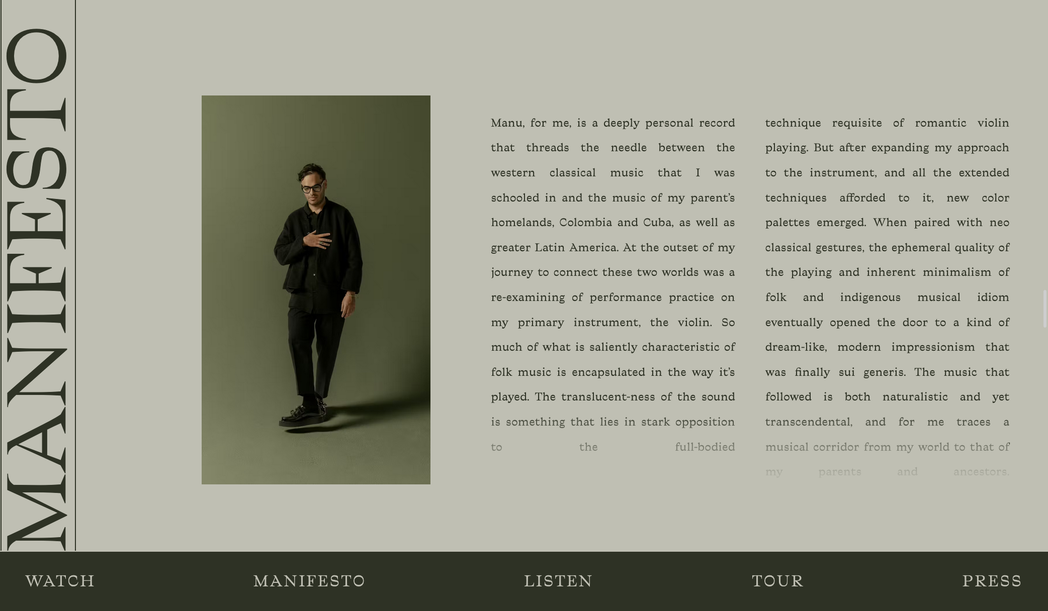 Manifesto page for the Manu site.